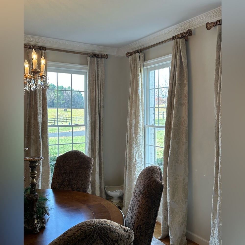 Astoria Grand faux silk jacquard panels, champagne color. 102” long 30 “ wide